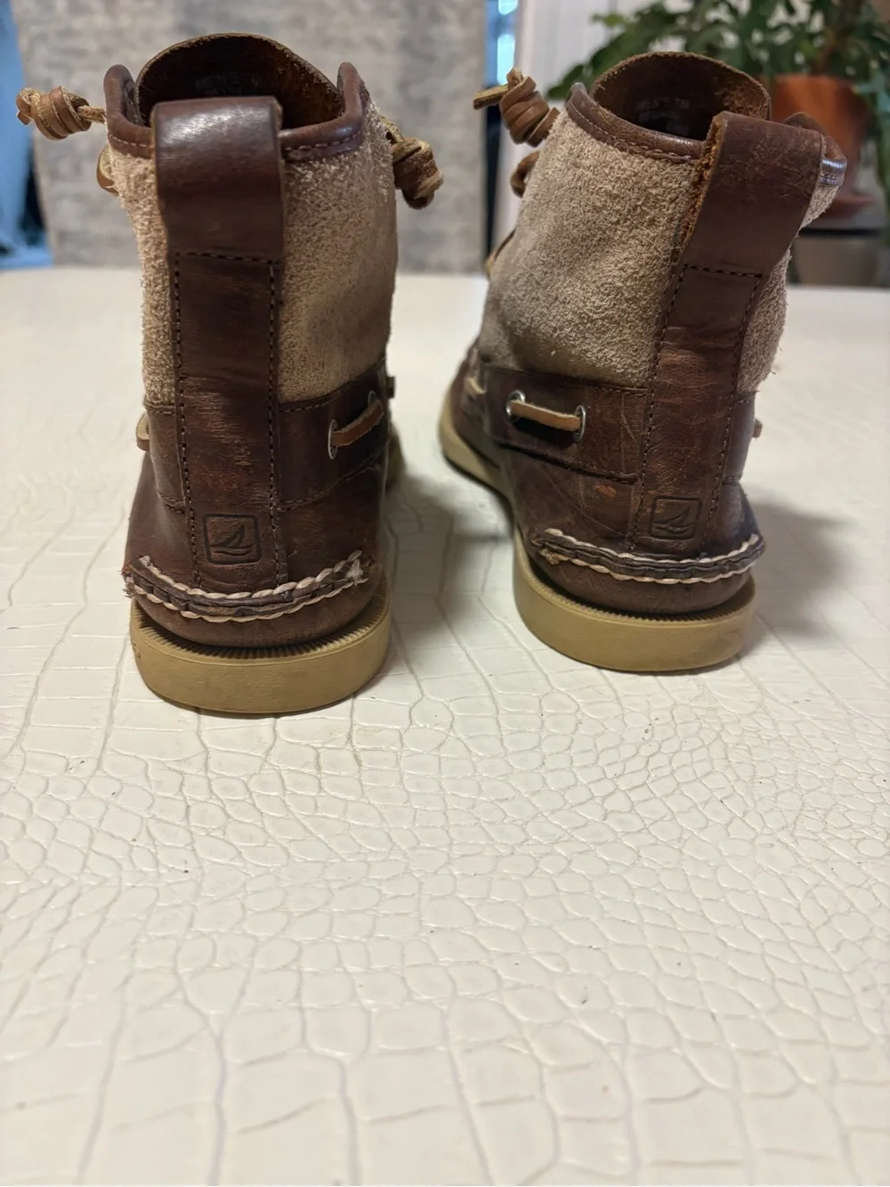 Sperry Brown Leather Moc Toe High-Top Boat Boots